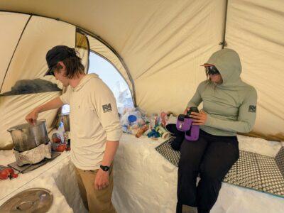 Daniel cooking as Mac provides supervision and color commentary.